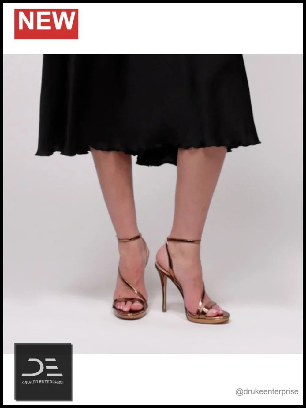 Faux Leather Stiletto Heel Sandals Ankle Strap Open Round Toe 4.5in